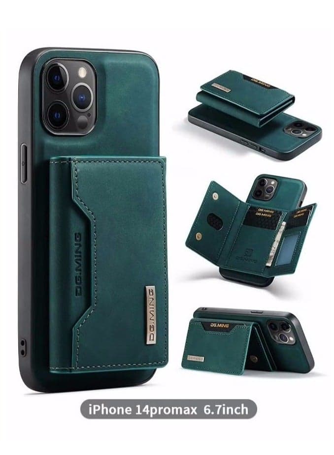 For Iphone 14 Pro Max Case, 2 in 1 Clutch Wallet Cover, Vintage Slim Leather Case Magnetic Detachable Tri-Fold Wallet Phone Shell, Iphone 14 Pro Max 6.7 Leather Case with Card Holder Pocket Slim Case