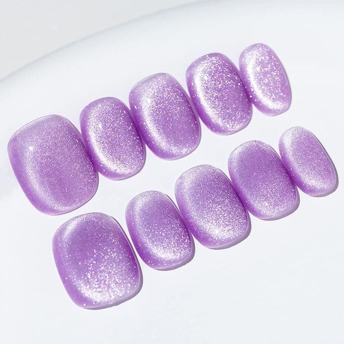 SunBeam Nails Handmade Presson Medium Long Amlond Red Ruby Magnet False Nail Tips Design Fashionable 10 Pcs Set 162 L