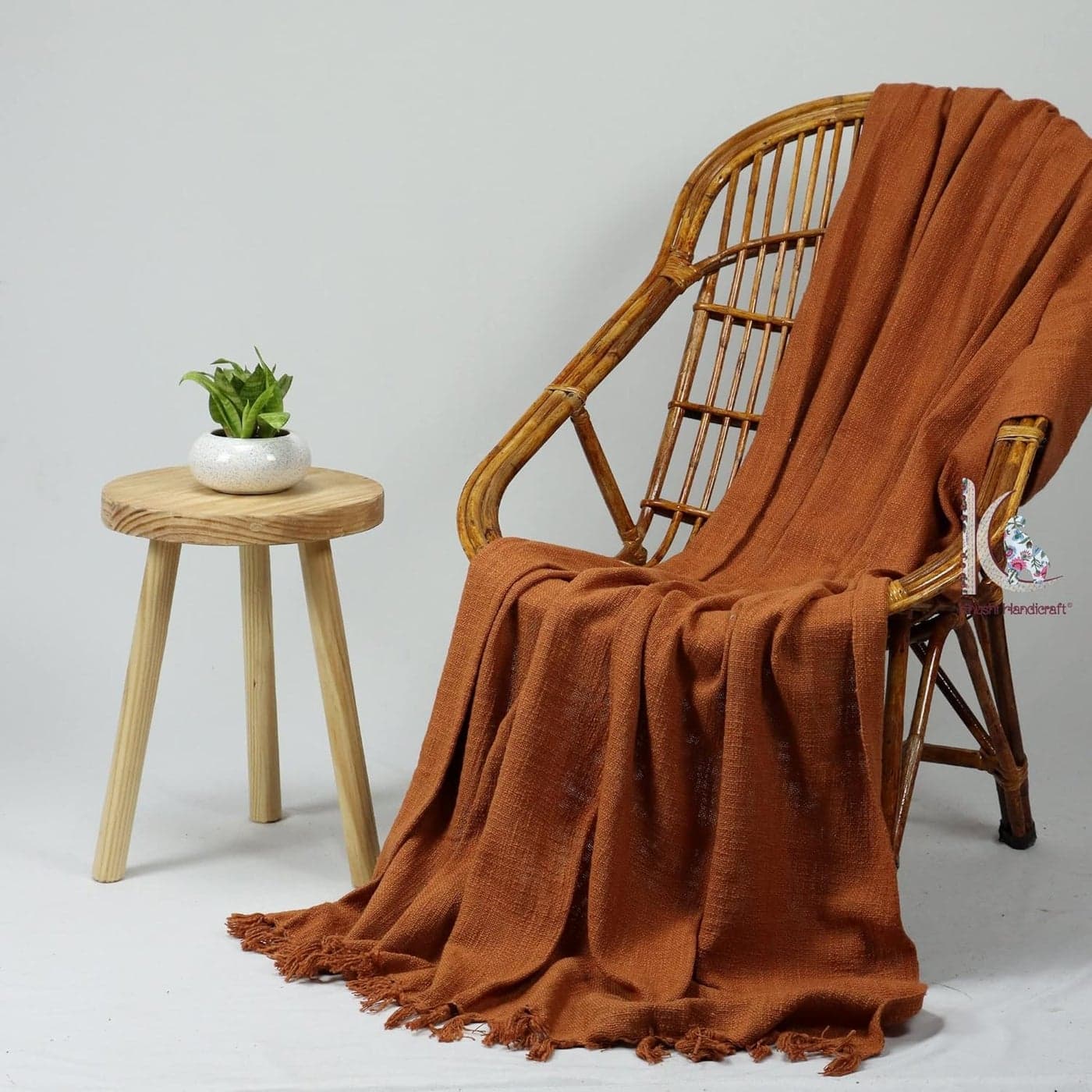Cotton Sofa Throw 50 x 70 Inches Handmade Throw Cotton Color Brown Pack of 1 RDYTH00001