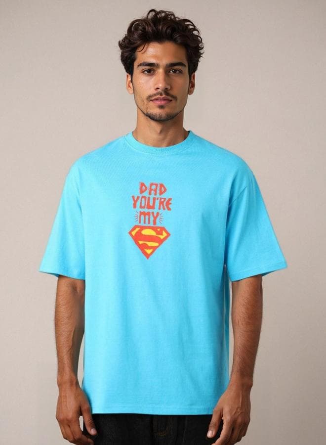 Men Blue Boxy Fit Graphic T-Shirt