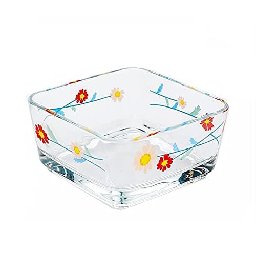 yaocoral 9 OZ Small Flower Candy Dish Floral Candy Bowl Cute Square Daisy Glass Bowl for Snack,Dessert,Fruit,Icecream,Yogurt,Dipping,Prep,Mini Clear Serving Bowl