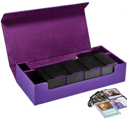 Scimi Premium Trading Card Storage Case TCG Deck Box Holds 800 Sleeved Cards for MTG YuGiOh Uno Sport with Strong Magnet Closure Purple