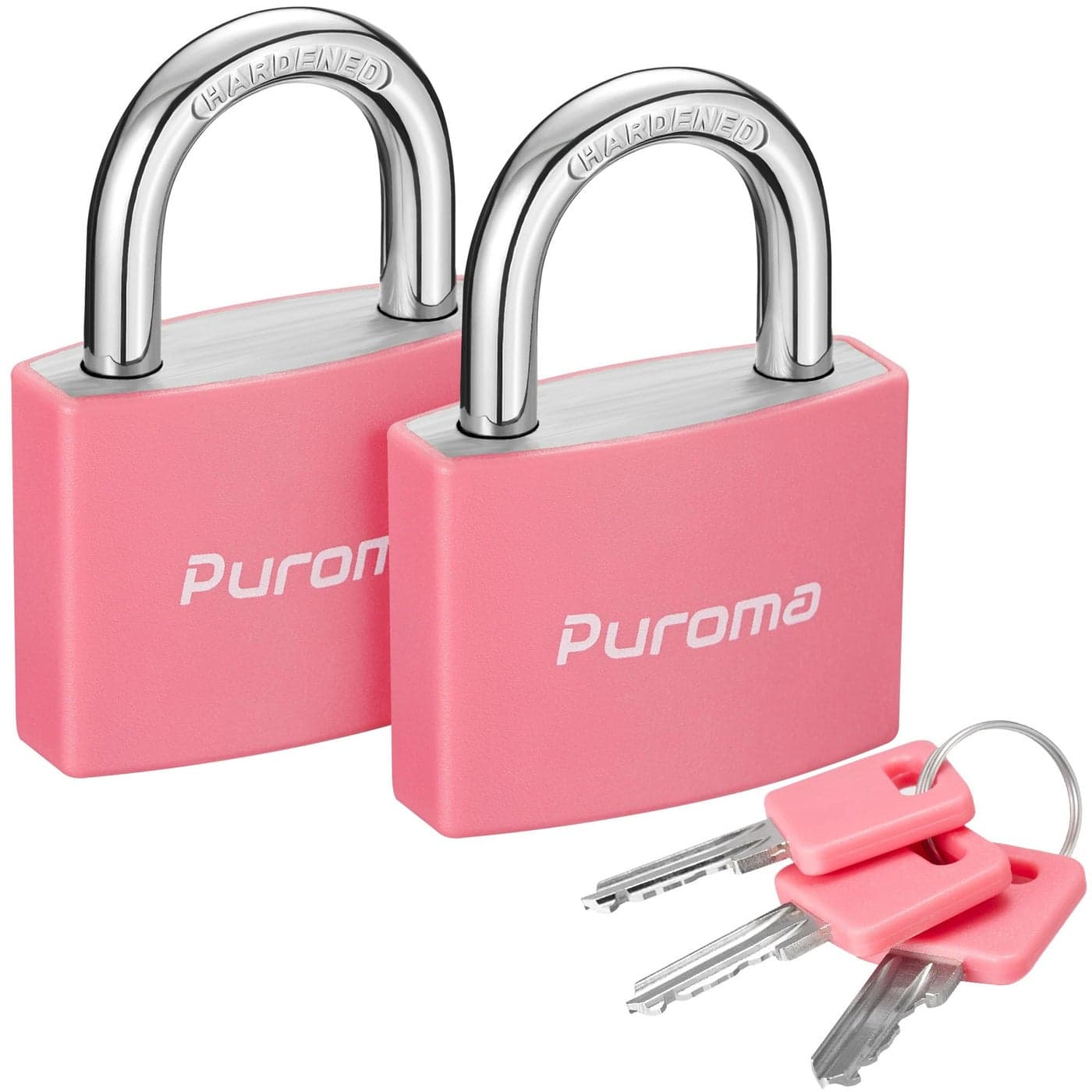Puroma Lock Keyed Padlock 2 Pack Aluminum Locks with 3 Keys Alike 78 Inch Locker Lock 43mm Small Padlocks for Gate Fence Shed Toolbox School Gym Locker Pink