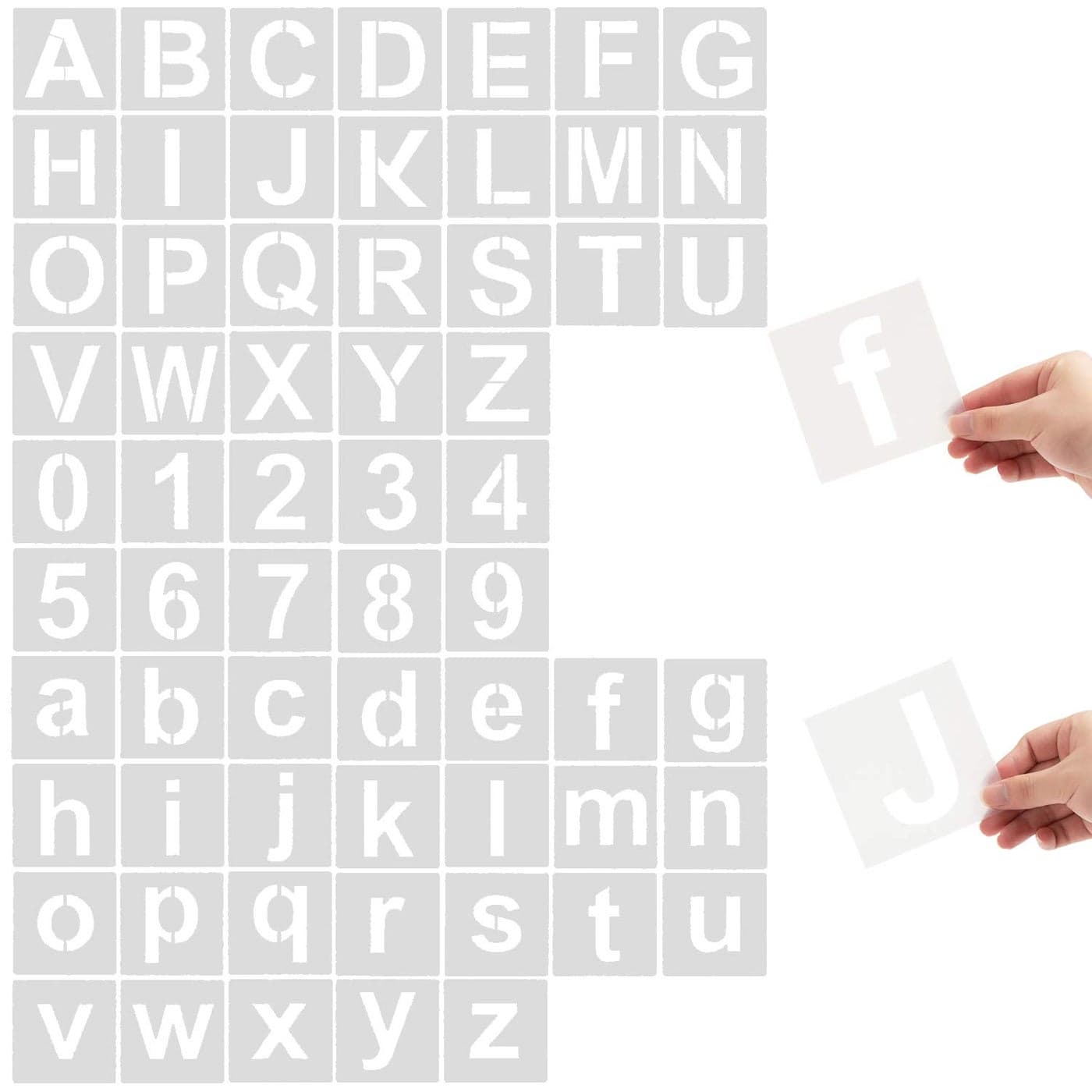Eage Alphabet Letter Stencils 6 inches 62 Pcs Reusable Plastic Letter Number Templates Art Craft Stencils for Wood Wall Fabric Rock Chalkboard Signage 6 Inch