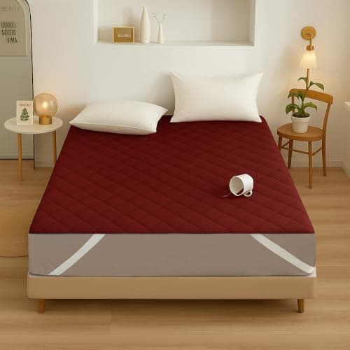 RRC Soft Cotton Quilted Mattress Protector – Breathable, Waterproof, Single/Queen Bed, 60 x 78 inches, Elastic Band Strap