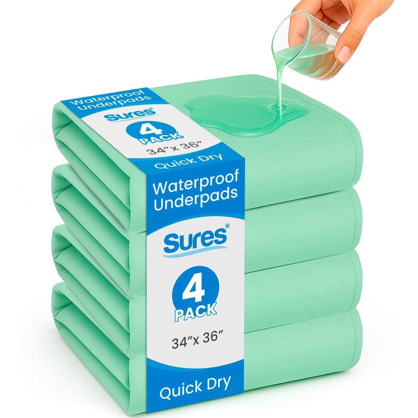 Sures Washable Waterproof Bed Pad Mattress Protector for Incontinence 34 x 36 4 Pack Reusable Bed Pad for Adults Elderly Bed Wetting Protection Mattress Pad Underpad Bedwetting Sheet