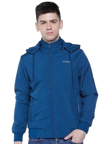 Qube By Fort Collins Men's Polyester Short Length Parka Coat (BD290AZ_Airforce Blue Medium)