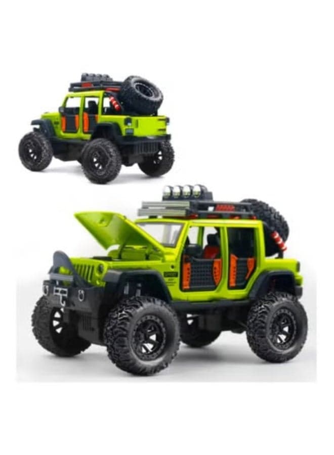 1:24 Scale Simulation of Wrangler Rubicon Diecast Jeep Off-Road Kings | Green Jeep Model for Collectors & Kids | Realistic Details & Durable Build