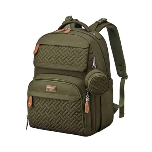 BabbleRoo Diaper Bag Backpack Travel Backpack with Changing Pad Pacifier Case Stroller Straps Multifunction Waterproof Unisex Army Green
