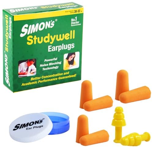 Simon's Studywell Earplugs (3 Pairs Foam, 1 Pairs Silicone Earplugs)