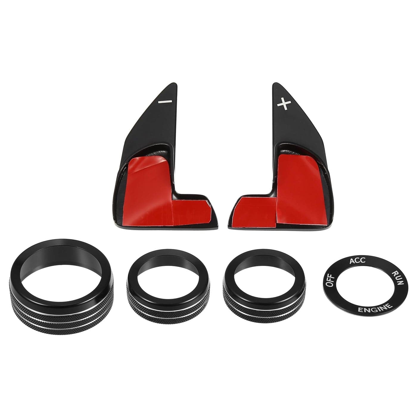 X AUTOHAUX Steering Wheel Shift Paddle Extension Trim Air Conditioning Switch Knob Cover Set for Dodge Charger Challenger for Chrysler Durango for Jeep Black