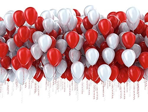 atorakushon Latex White and Red Color Super Quality Rubber Balloons 10" Christmas Xmas Balloons Best For Theme Party Decoration Birthday Wedding Anniversary Office Party Ceremony Pack of 100