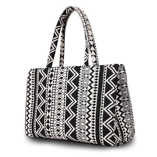 Glowic Totebag | 15 L capacity bag for office, casual and daily use | 1 big compartment and 1 small pocket with zipper clouser | Multicolor cotton fabric bag (Multicolor9)