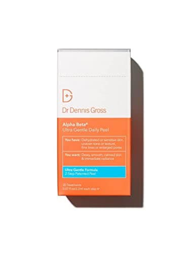 Dr Dennis Gross Alpha Beta Ultra Gentle Daily Peel for Dehydrated or Sensitive Skin Uneven Tone or Texture Fine Lines or Enlarged Pores 30 Treatments