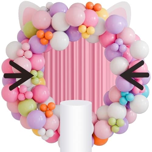Hungdao 227 Pcs Girls House Balloon Party Supplies Girls Theme Balloon Garland Arch Decoration Large Ear Beard Decoration for Cat Theme Birthday Party Supplies