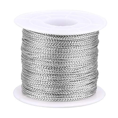 JijAcraft 100M Silver Twine With Coil Metallic Thread for Christmas Jewelry Making DIY Craft and Packing Polyester Cord