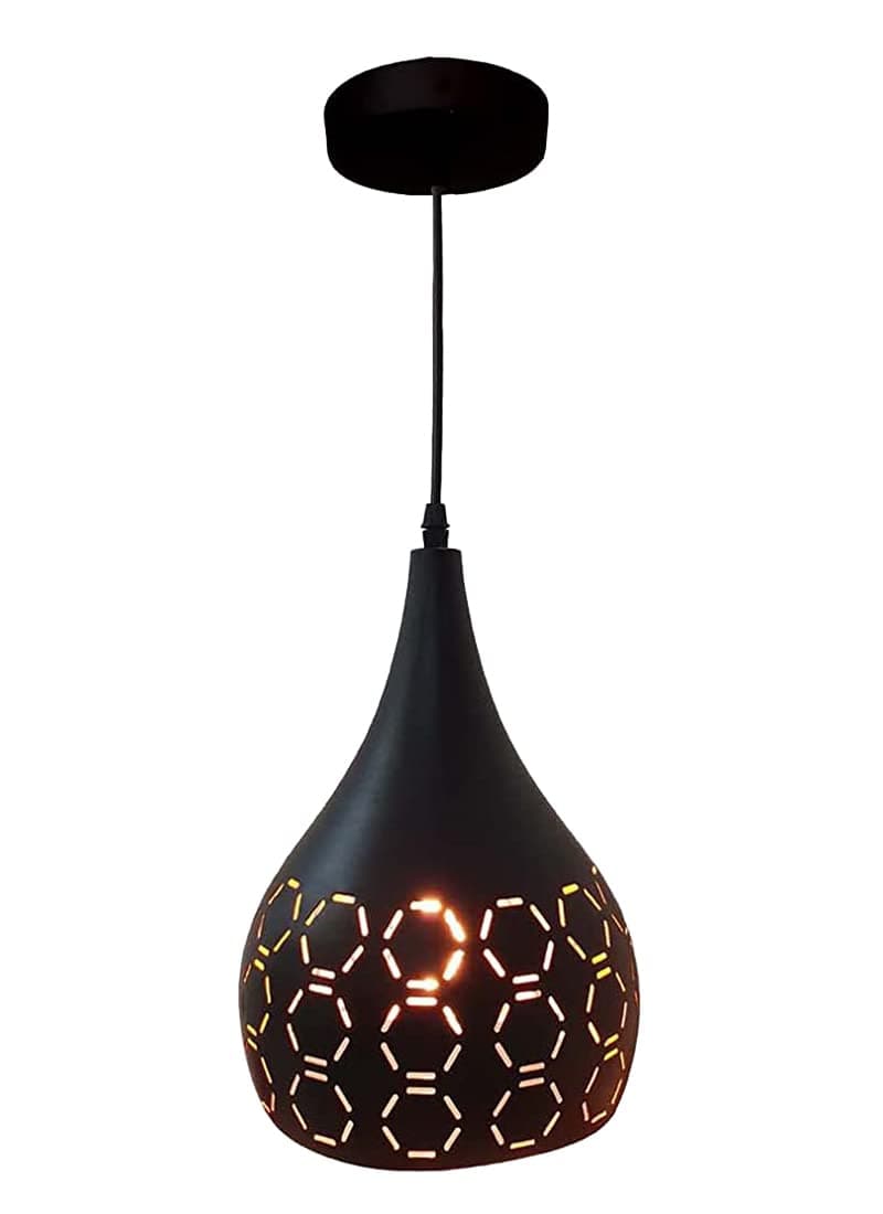 Keyplus Aluminium Cutted Hanging Light Ceiling Pendant Lamp, 8inch, Black