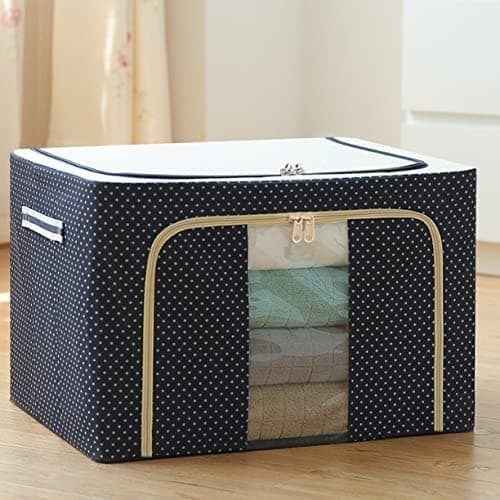 Maraxis Clothes Storage Box Foldable Steel Frame Clothes Organizer Storage Box for Wardrobe Sari Shirts and BlanketsPack of 166L