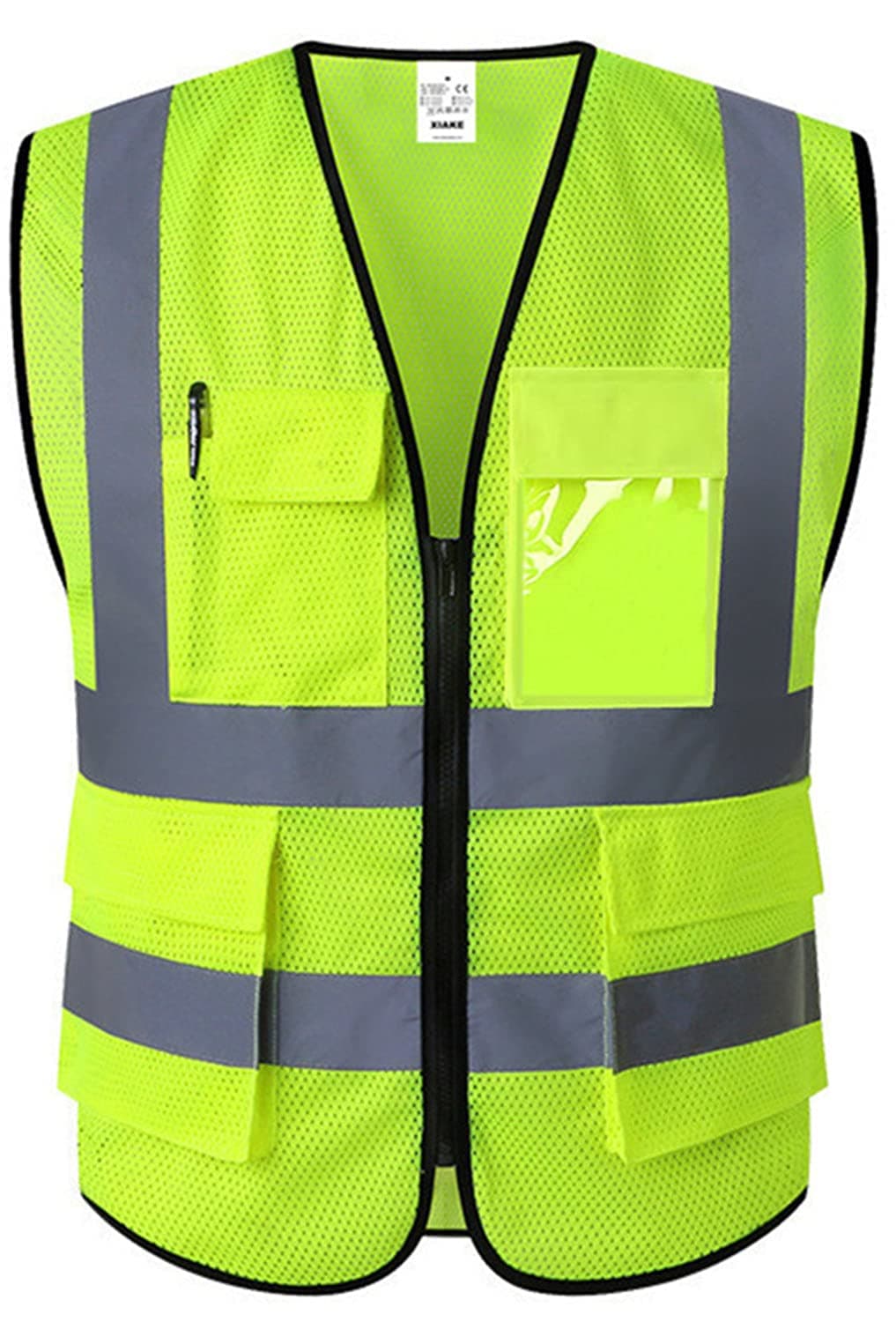 XIAKE Reflective Safety Vest for Men & Women Mesh High Visibility Vest with Pockets Meets ANSI Standards(X-Large,Yellow)