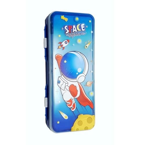 Vibgyor Vibes Double layered pencil Box For School Boys and Girls with a small whiteboard and a marker- Pack of 1 (Space)