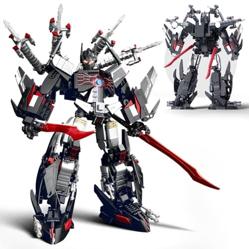 HIGH GODO Dark Defense Mech Robot Transforming Building Blocks Set for AdultsCity Warrior Justice Hero Soldier Mech Model Building Kit Cool Creative Robots Toys Gift for Teens 1013 Pieces