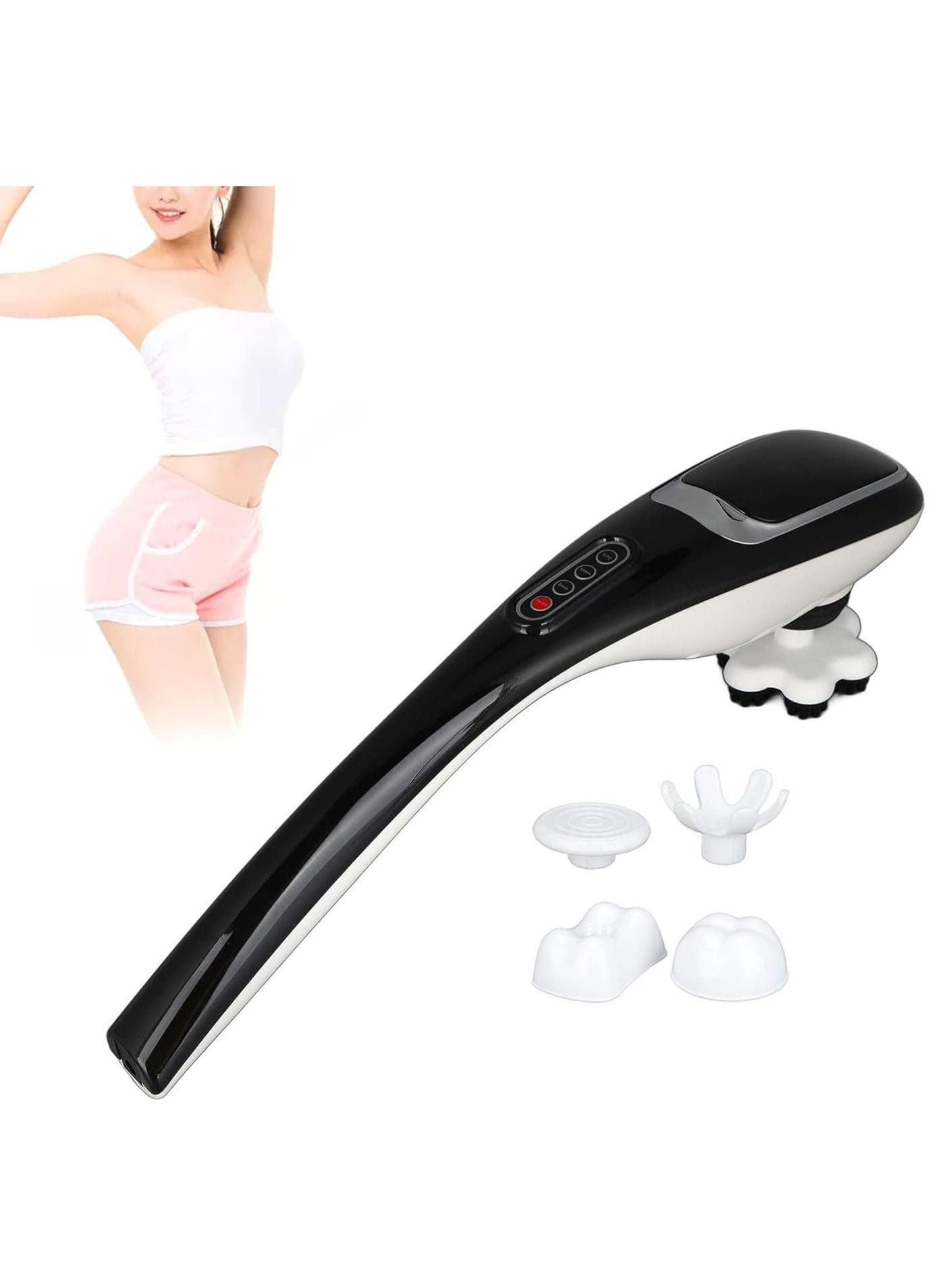 Rechargeable Handheld Back Massager for Back Pain Relief, Deep Tissue Massager for Foot, Shoulder, Leg, Muscle, Neck and Shoulder Percussion with 5 Interchangeable Tips, 5 Modes and 5 Speeds