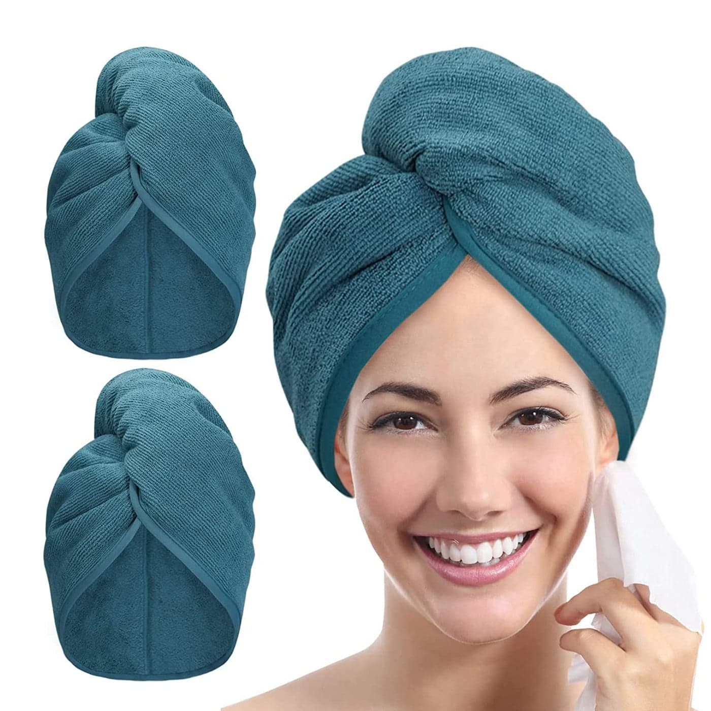 YoulerTex Ultra Plush Microfiber Hair Towel Wrap for Women, 2 Pack 10 inch X 26inch Purple, Ultra Absorbent Twist Hair Turban Drying Cap Hair Wrap, for Drying Curly, Long & Thick Hair (04 Haze Blue)