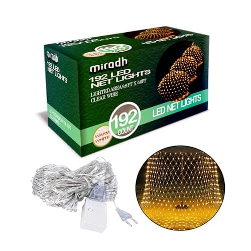 MIRADH Copper Bright Led Net Mesh String Lights 3 Meters- Diwali Lights For Home Decoration 9.8Ft X 6.6Ft 192 Leds 8 Modes Fairy Lights For Bedroom Diwali Light Decorative Lights(Warm White)