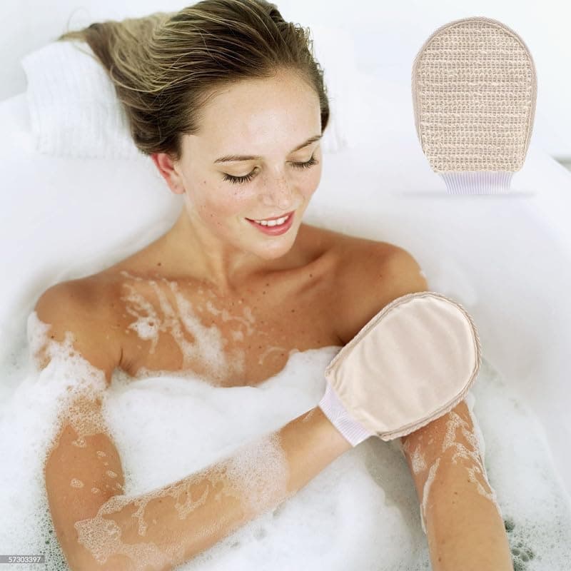 Rusabl Ramie Bath Glove For Body Deep Cleansing and Scrubbing (Pack of 1) Reusable Exfoliating Scrub Sponge, Made of Natural Fibre, Scrubber for Men and Women, Cleanses and Gently Exfoliates Skin