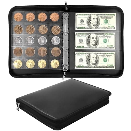 Coin Collection Book Album Holder for Collectors 400 Pockets Fireproof Coin Collection Book 36 Paper Money Organizer Binder for Coin Currency Collection SuppliesBillPenniesBadgesTokens
