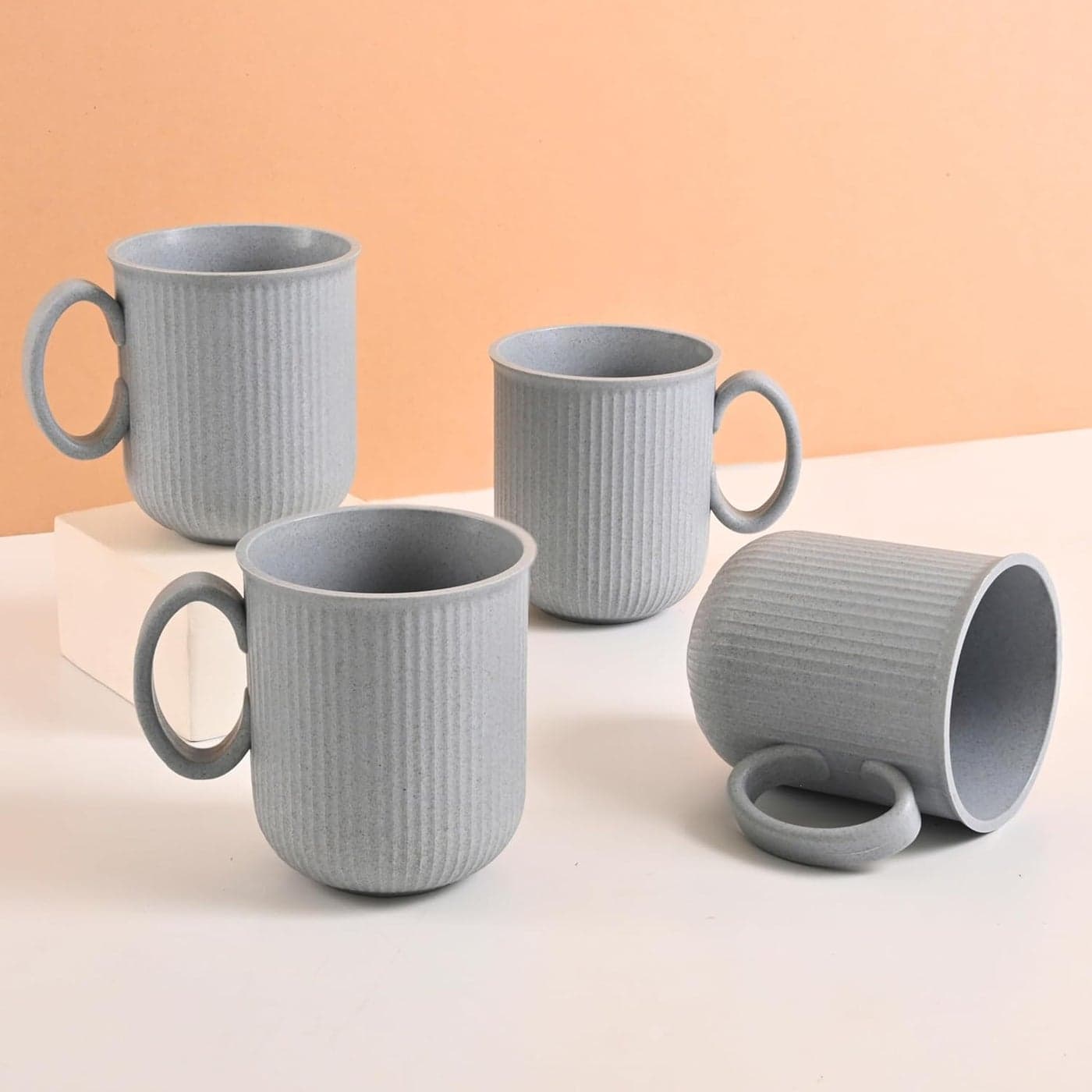 Eha Earth Friendly Statement Coffee Mug Set of 4 350 ml Cups and Mugs Made with Rice Husk Coffee Cup Microwave Safe Mugs for Coffee Reheat Only Cute Coffee Mugs for Gift Azure