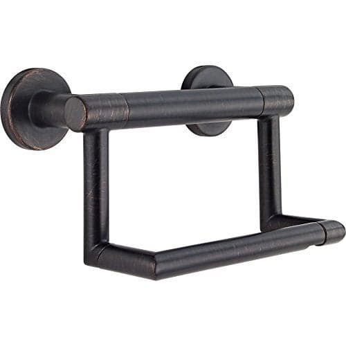 Delta Contemporary (1-Pack) Toilet Paper Holder w/ Assist Bar ADA Compliant Venetian Bronze 300 lb Capacity Grab Bar for Seniors Bath Safety Handle for Balance Assist, Toilet Area Grip Bar 41550-RB