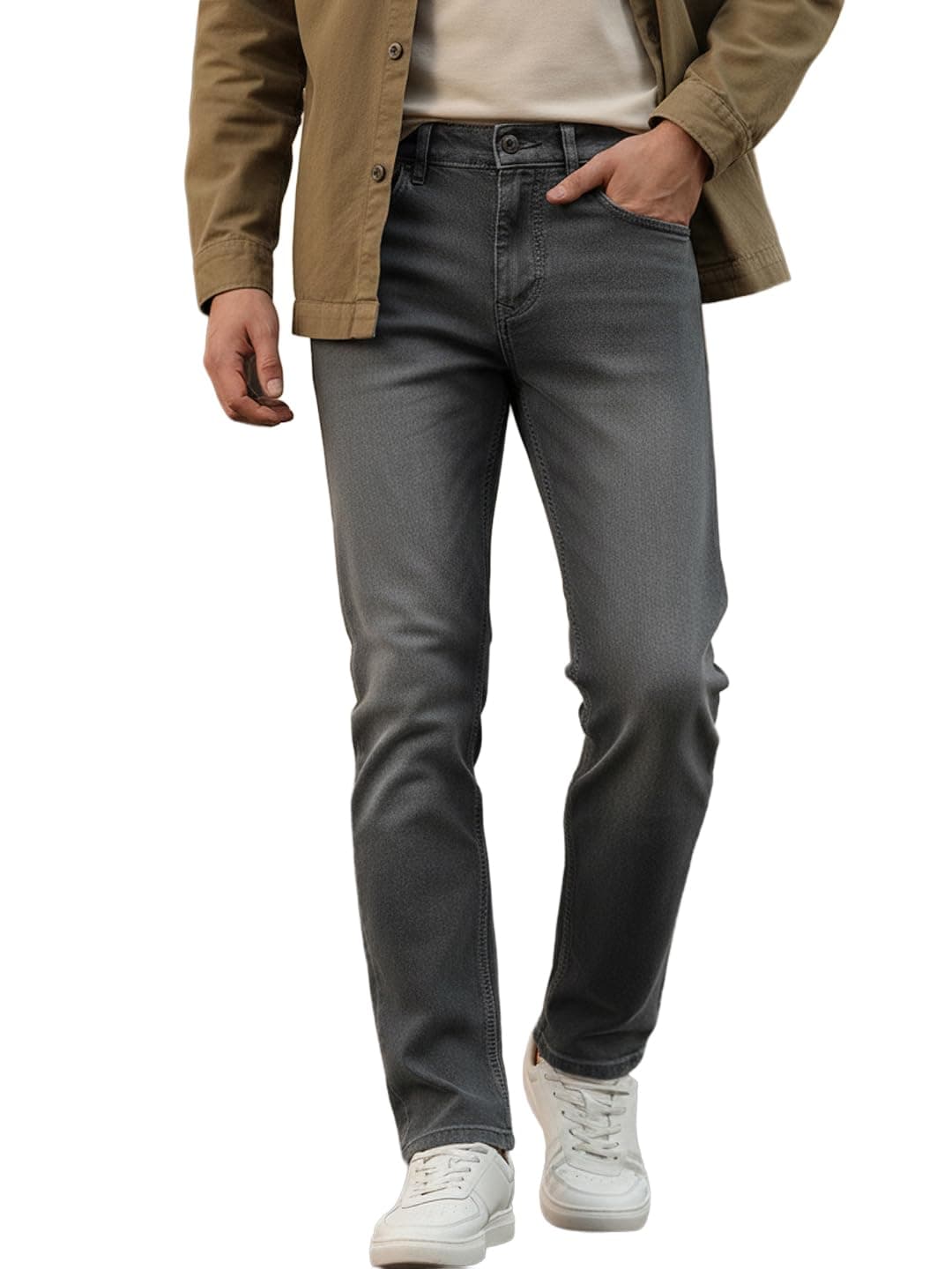 Urbano Fashion Men's Grey Straight Fit Washed Jeans Stretchable (jeanstrtspr-mgrey-32)