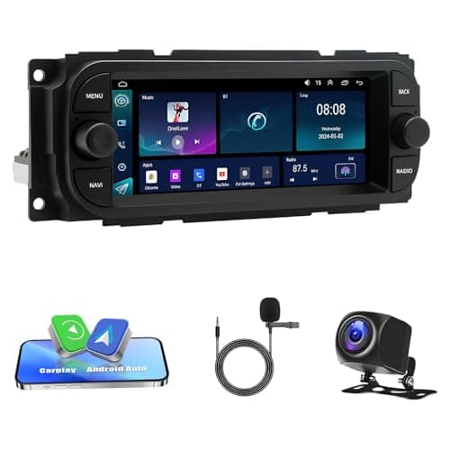 Car Radio for Dodge RAM 2002 2003 2004 2005 2006 for Jeep Wrangler 20032006 19992004 with Wireless Carplay Android Auto FMGPSBluetoothSWCBackup Camera