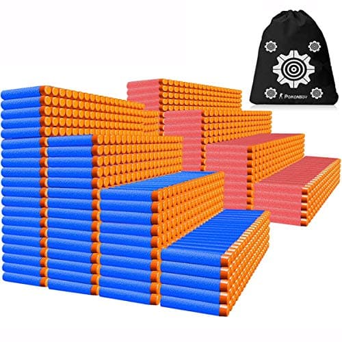 POKONBOY Compatible with Nerf Darts Bullets 1200 PCS Refill Bullet Darts Compatible with Nerf Guns NStrike Elite Series Gun Toys for Boys Party Favors with Storage BagsRed and Blue