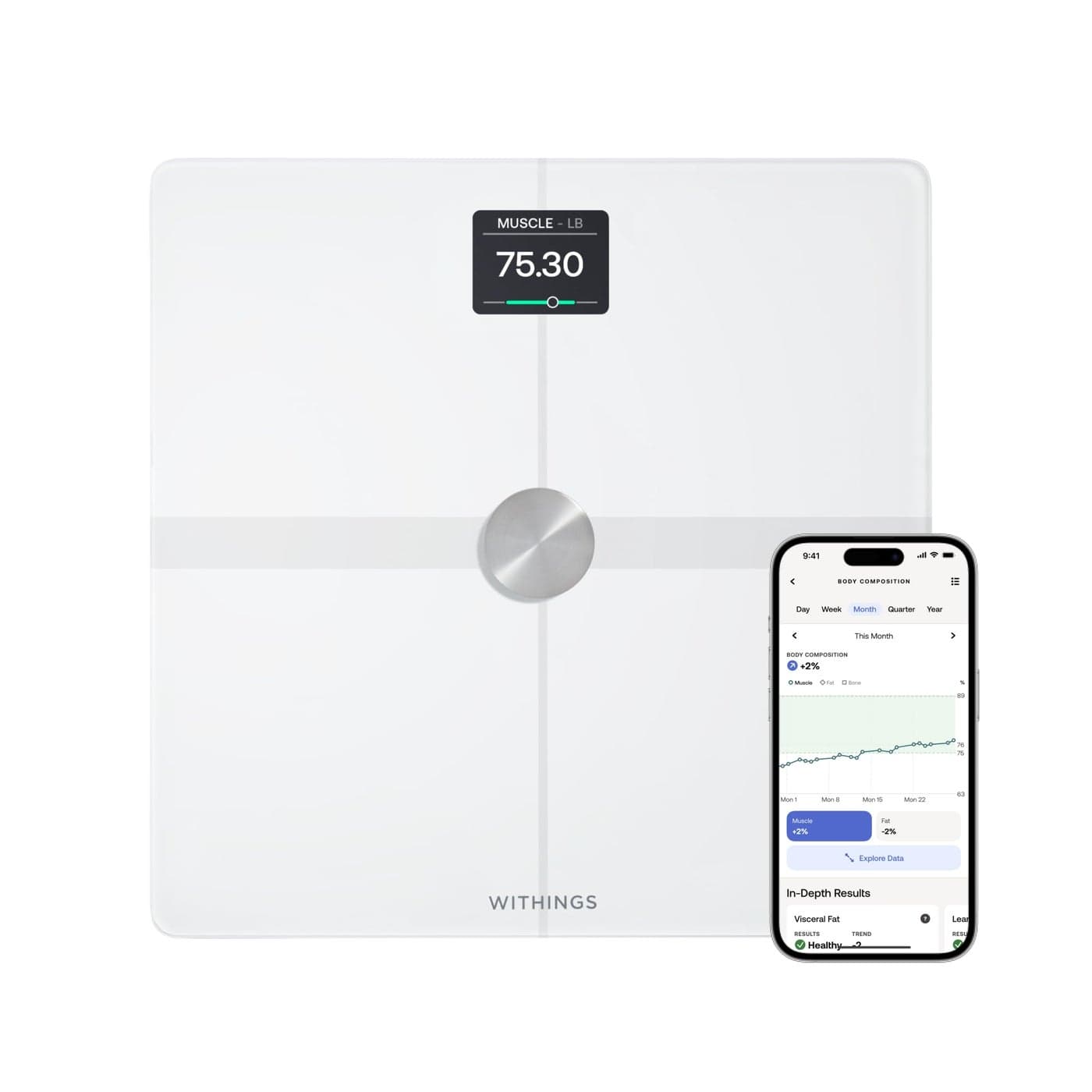 WITHINGS Body Smart Accurate Scale for Body Weight and Fat Percentage Body Composition WiFi and Bluetooth Weight Scale Baby Weight Scale Smart Scale Apple Health Compatible Bathroom Scale
