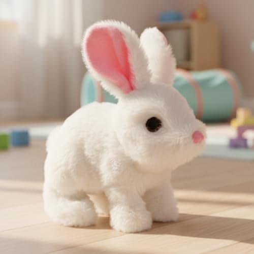 Storio Interactive Hopping Bunny Toy with Sound, Movement, Wiggling Ears, Battery Operated, Educational Gift for Kids 3+