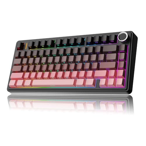 MechLands Aula F75 PRO 75 Wireless Gaming Keyboard Gasket Mechanical Custom Keyboard with FiveLayer Padding BT24GHzUSBC Hot Swappable Knob RGB Reaper Switches Black Pink