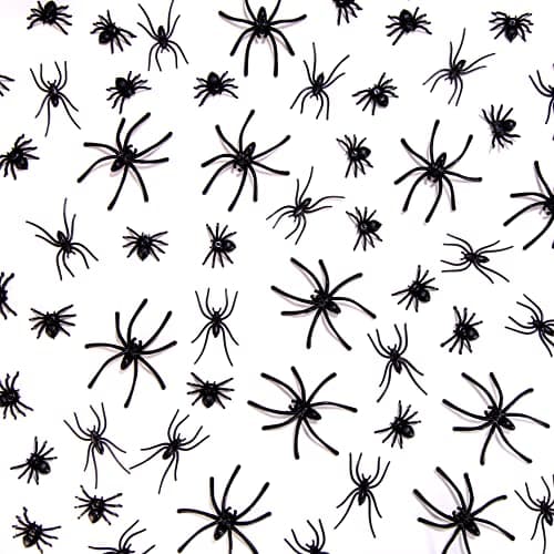 JIALWEN 120 Pieces Realistic Plastic Spiders 3 Sizes Small Spider Toys Black Fake Spiders Halloween Prank Props for Halloween Home Party Decorations