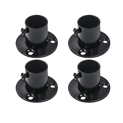 Antrader 0.75 Inch Diameter Stainless Steel Matte Black Adjustable Closet Rod Flange Holder Shower Socket Bracket Support Pack of 4