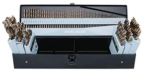 Accusize Industrial Tools - 115 Pc M35 H.S.S. Plus 5% Cobalt Drill Bit Set, Professional, 135° Split Point, Sizes 1/16'' to 1/2'', #1-60, A-Z, 0422-1003