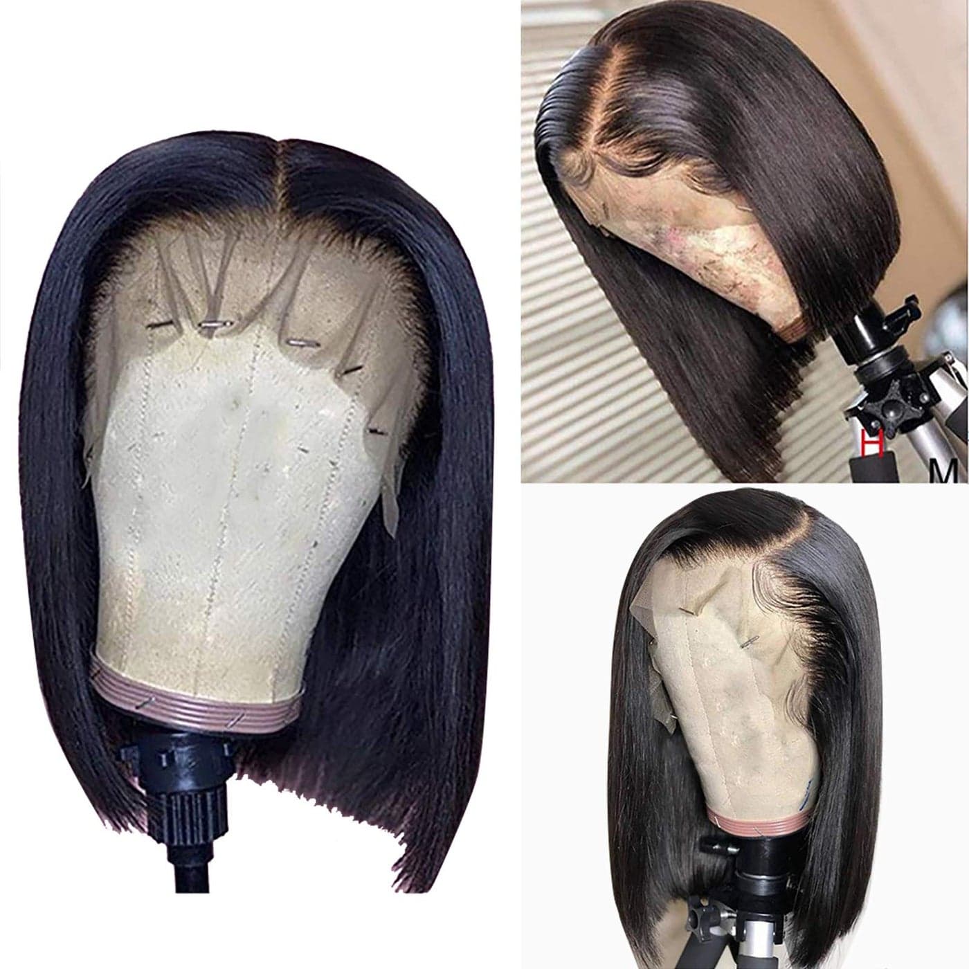 SUPERLOOK 13x4 Lace Front Wigs Human Hair Short Bob Wigs Straight Bob Wigs for Black Women Bob Wigs Human Hair Frontal Wigs 200 Density12inch