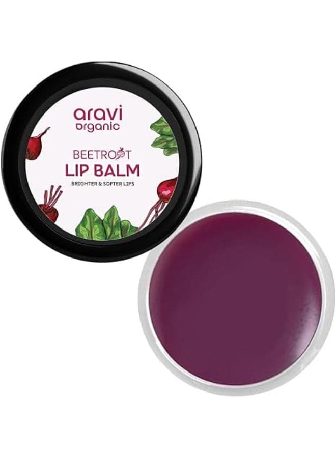 Aravi Organic Beetroot Lip Balm With Beetroots, Shea Butter & Cocoa Butter - For Dry & Chapped Lips Lip - Protection & Nourishment - 8 gm