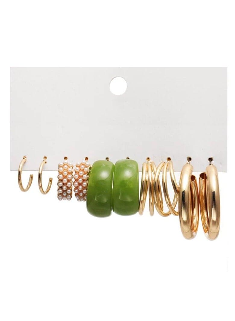 Women’s Acrylic Color Earring Set | Simple Stylish Hoop Stud Combo | Lightweight Fashion Jewelry for Daily Wear