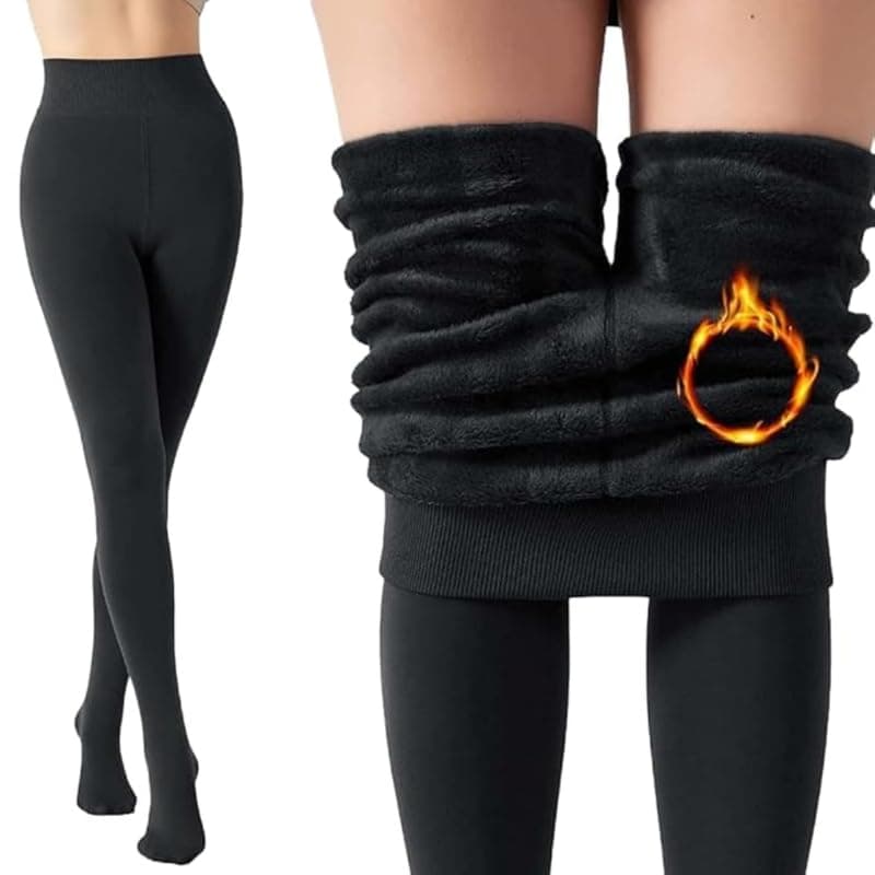 JMT Wear Women's Lined Fleece Stockings | Thick Fur Thermal Tights for Women(Black,S)