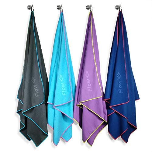 Flow Hydro Sport Towel - Microfiber Quick Dry Swimming Towels for Swim, Pool, Triathlon, and Other Water Sports in Medium, Large, Extra Large, and Hooded Sizes (Pink, Large (60" x 30"))