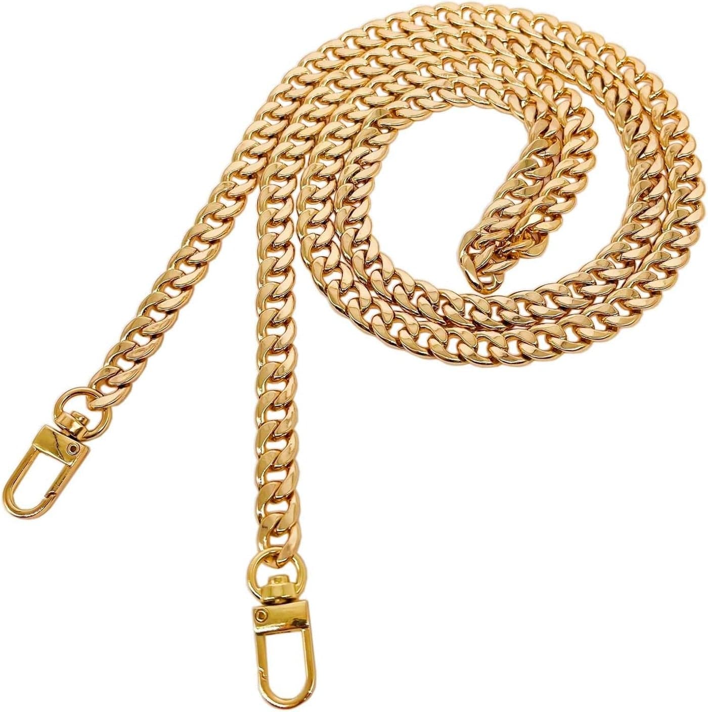 Model Worker DIY Iron Flat Chain Strap Handbag Chains Purse Chain Straps Shoulder Cross Body Replacement Straps with Metal Buckles 394 Gold
