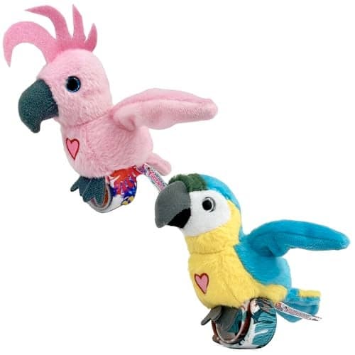 Happy Yappers Birds 2 Pack Cockatoo Blue Parrot Slap Bracelet Interactive Plush Toy Birds They ChatSingMimic Each Other Flap Wings Kids 3