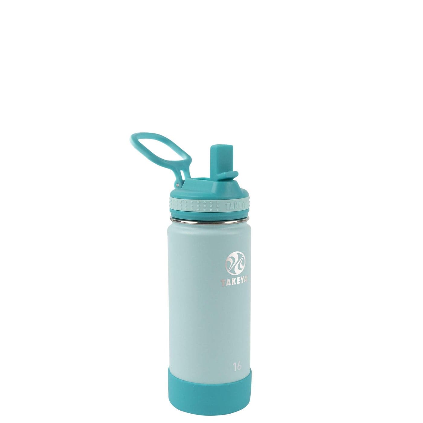 Takeya Actives Kids Water Bottle with Straw Lid StainlessSteel Double Wall Insulation BPAFree Bottle Lid with Carry Handle Reusable Bottle Straw Lid 16 oz SurferLagoon