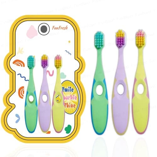 FunBlast Kids Toothbrush Cute Tooth Brush, Pack of 3 Pcs, PBT Soft Bristles Toothbrush for 3-6 Years Old Children, Manual Toothbrush for Kids (Multicolor; 3 Pc)